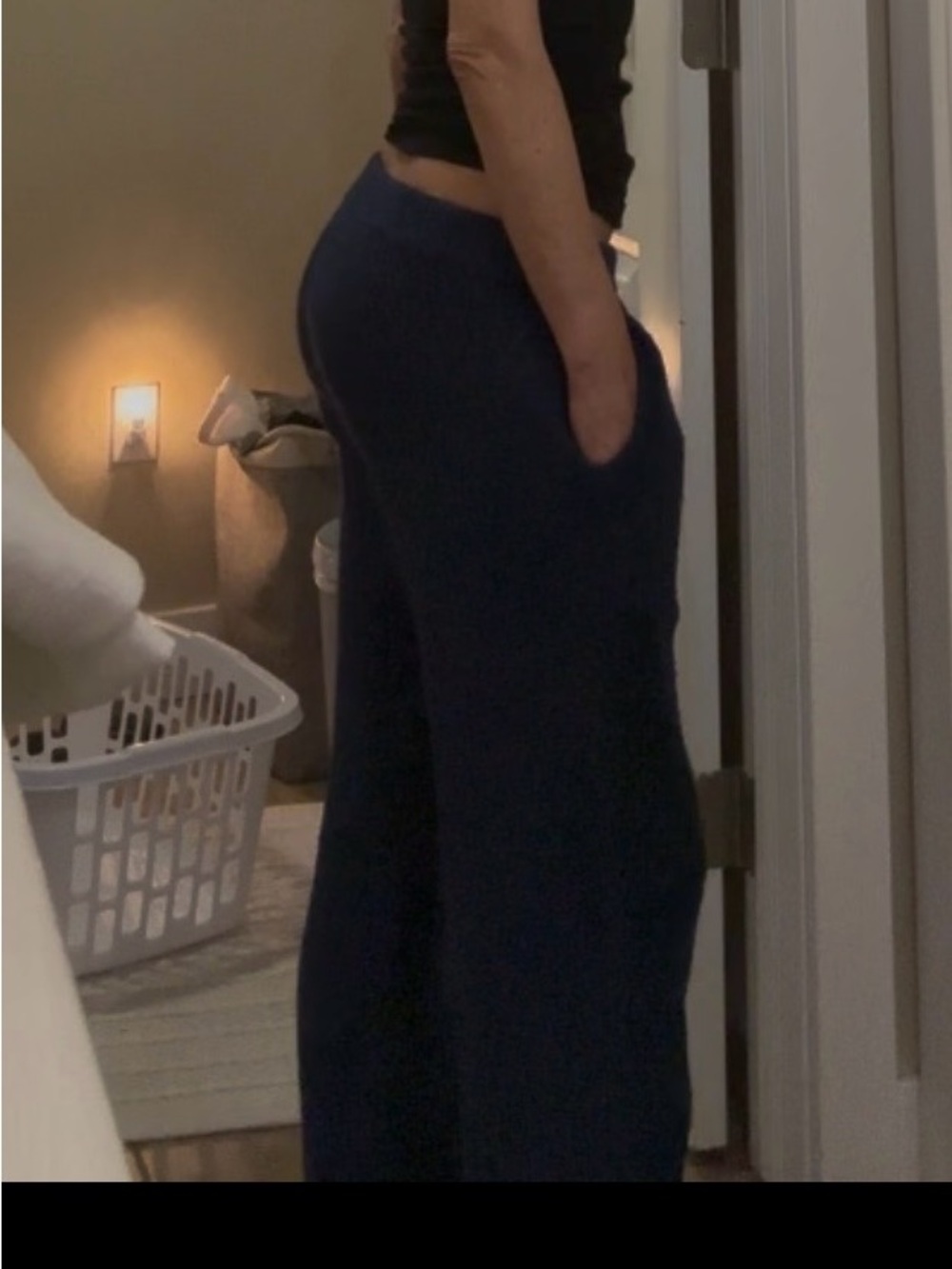 Navy Ribbed Knit Pants - Picture 3 of 6